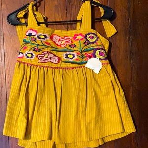 Altard state boho tie strap mustard tank